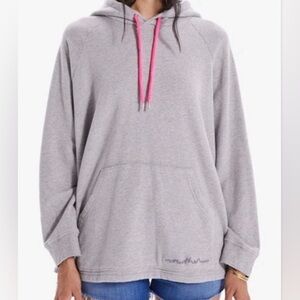 MOTHER Heather Gray Hoodie with Pink Drawstrings